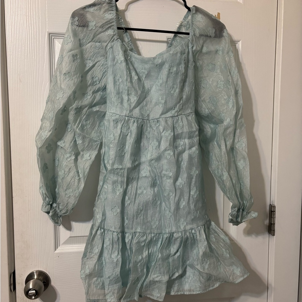 Crystal Doll Sky Blue Sheer Dress